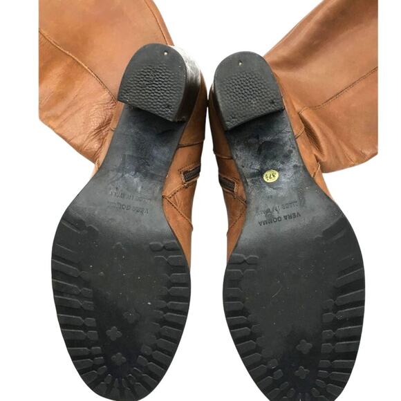 Vera Gomma 90s Brown Leather Tall Block Heel Boots - Picture 2 of 8